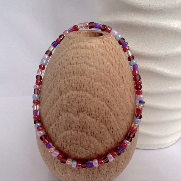 STRETCH Beaded Anklet Purple Red Pink Size 9 - Picture 15 of 15